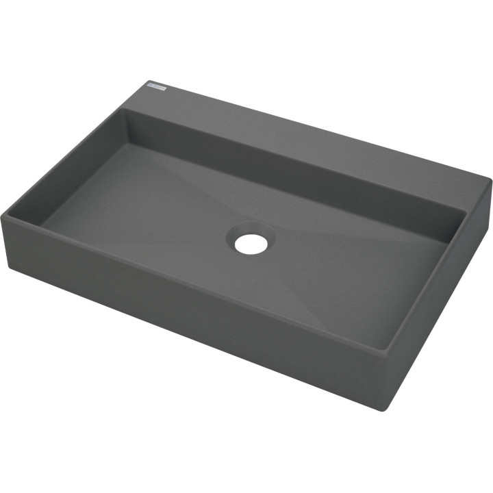UMYWALKA GRANITOWA NABLATOWA Z MIEJSCEM NA BATERIĘ - 60X40 CM ANTRACYT METALIK CQR TU6S