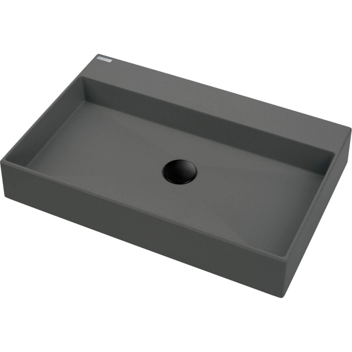 UMYWALKA GRANITOWA NABLATOWA Z MIEJSCEM NA BATERIĘ - 60X40 CM ANTRACYT METALIK CQR TU6S