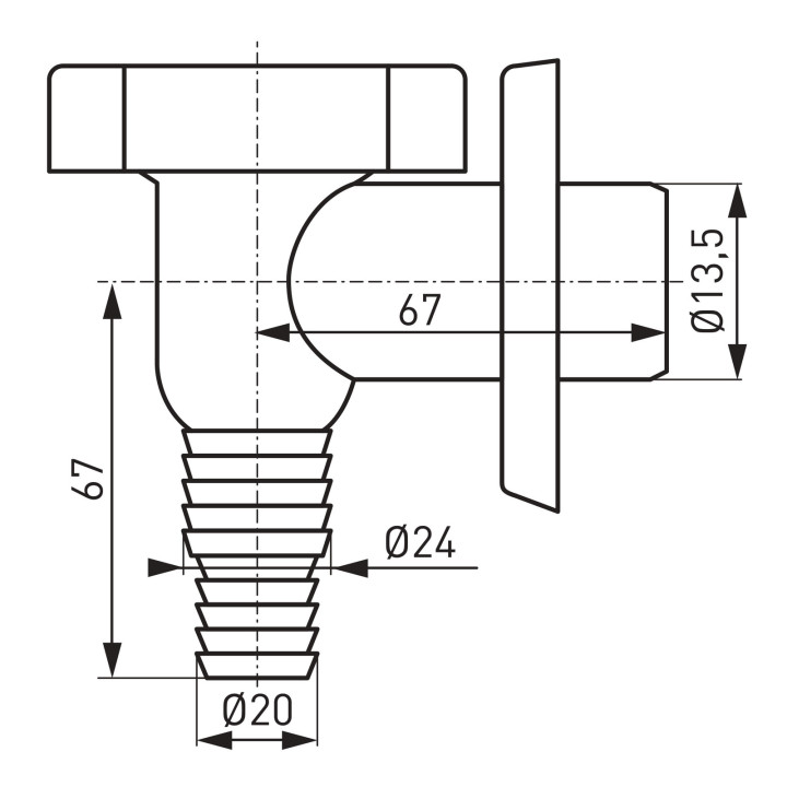 SYFON PRALKOWY DN32, CHROM