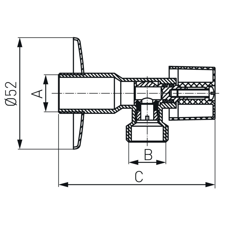 ZAWÓR KULOWY KĄTOWY 1/2" X 3/4" Z ROZETĄ