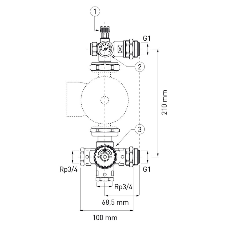 GRUPA MIESZAJĄCA DO ROZDZIELACZA 1" DLA POMPY 130 MM