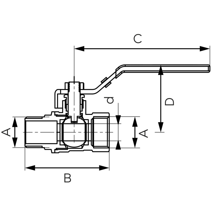 ZAWÓR KULOWY GW-GZ Z DŹWIGNIĄ, 3-4", F-COMFORT