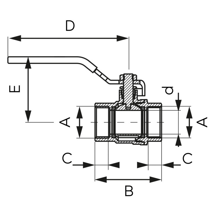 ZAWÓR KULOWY GW-GW Z DŹWIGNIĄ, 3-8", F-POWER