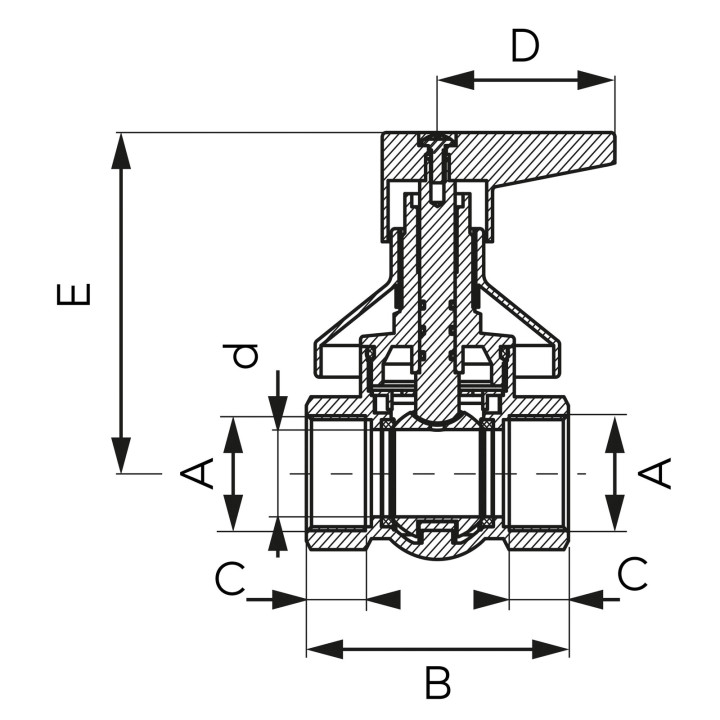 ZAWÓR KULOWY PODTYNKOWY, GW-GW Z DŹWIGNIĄ I ROZETĄ, 1-2", F-POWER