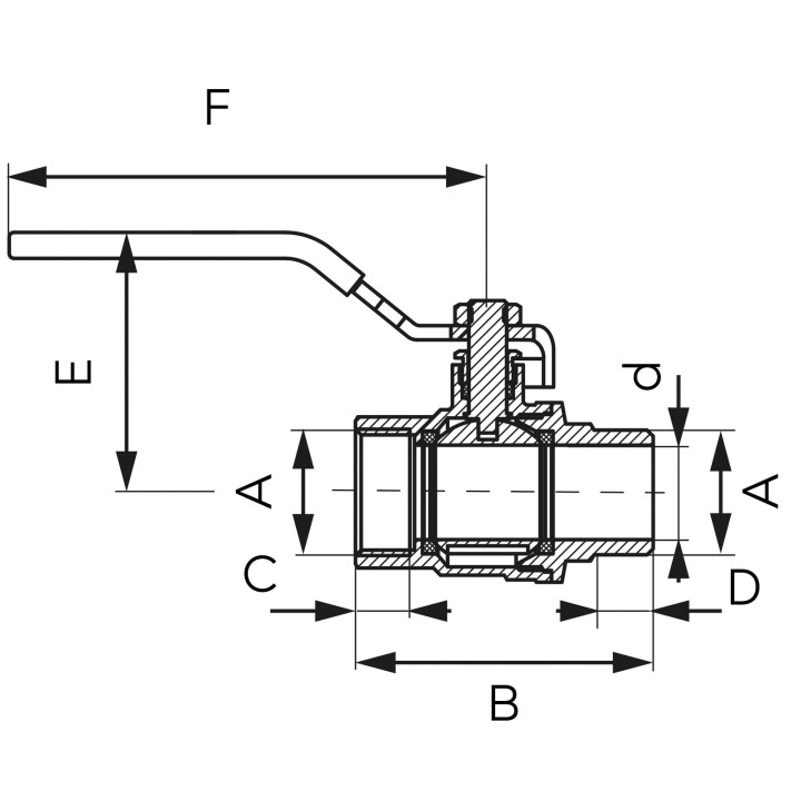 ZAWÓR KULOWY GW-GZ Z DŹWIGNIĄ, 1 1-2", F-POWER