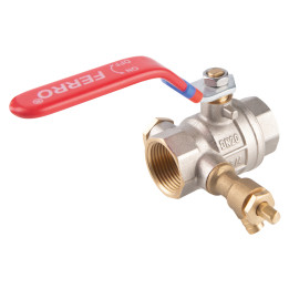 ZAWÓR KULOWY GW-GW Z DŹWIGNIĄ, Z ZAWOREM SPUSTOWYM I KORKIEM, 3-4", F-POWER