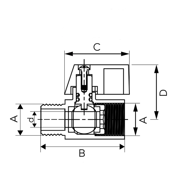 ZAWÓR KULOWY MINI, GW-GZ, 1-2", F-COMFORT