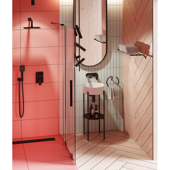 ŚCIANKA PRYSZNICOWA WALK-IN 90 CM - PRZESUWNA NERO KTJ N39R