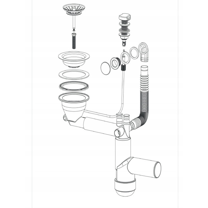 SYFON DO ZLEWOZMYWAKA GRANITOWEGO 1-KOMOROWEGO - SPACE-SAvER STAL ZXY 9915