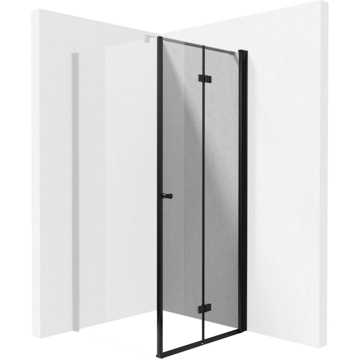 DRZWI PRYSZNICOWE SYSTEMU KERRIA PLUS 80 CM - SKłADANE NERO KTSXN42P