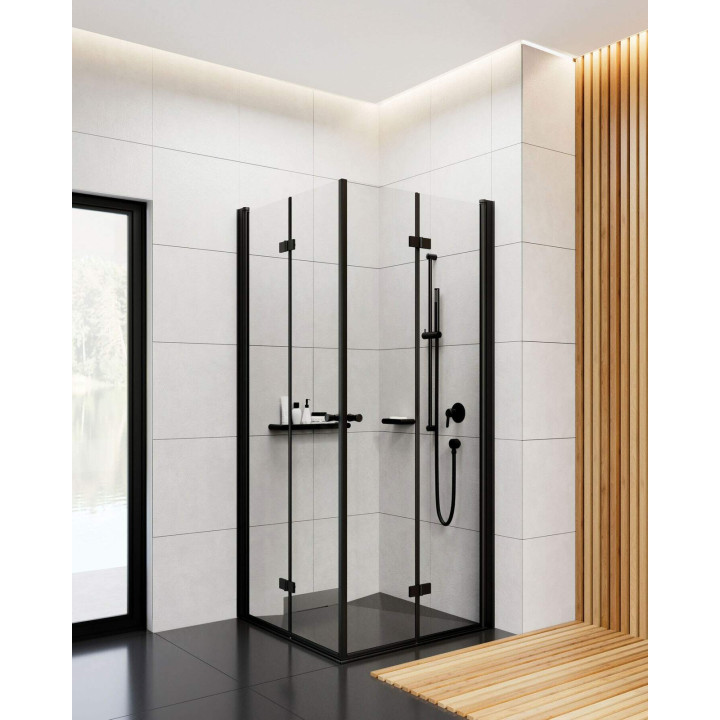 DRZWI PRYSZNICOWE SYSTEMU KERRIA PLUS 80 CM - SKłADANE NERO KTSXN42P