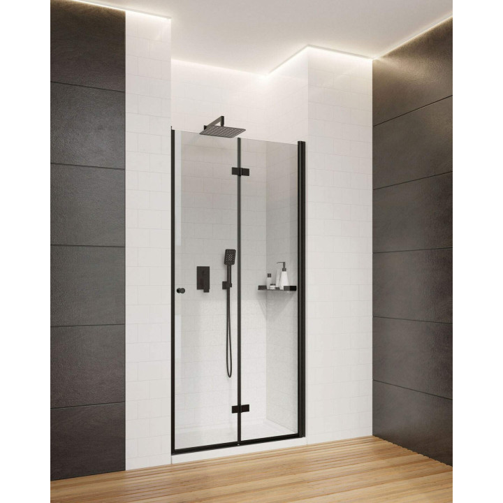 DRZWI PRYSZNICOWE SYSTEMU KERRIA PLUS 80 CM - SKłADANE NERO KTSXN42P