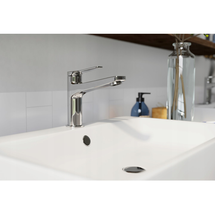 STRATOS BATERIA UMYWALKOWA STOJĄCA, KOREK METALOWY CLICK-CLACK, CHROM