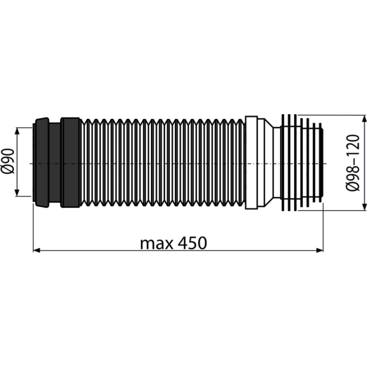 FLEXI KOLANO ODPŁYWU WC DN90/110 POLIPROPYLEN REGULOWANE 230-450 MM