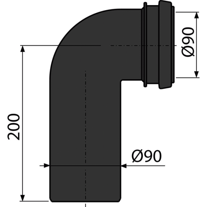KOLANO ODPłYWU KOMPLET DN90/90