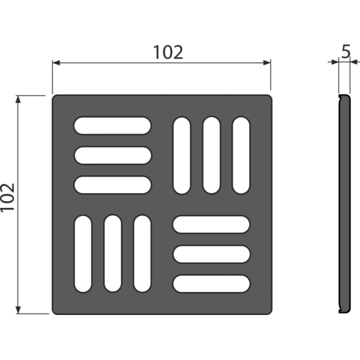 KRATKA ODPŁYWOWA ZE STALI NIERDZEWNEJ CZARNY MAT 102×102 MM KLASA K3 300 KG