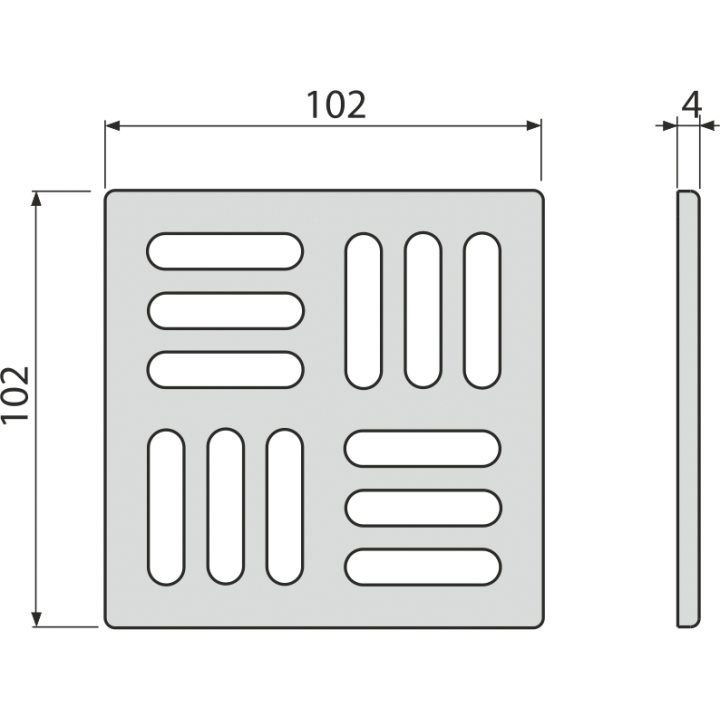KRATKA ODPŁYWOWA STAL NIERDZEWNA 102×102 MM KLASA K3 300 KG AISI 304