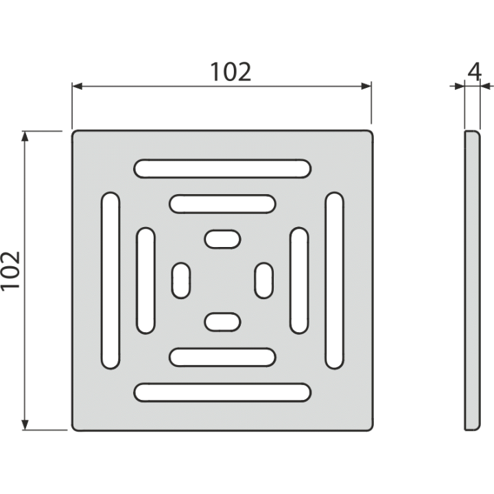 KRATKA ŚCIEKOWA 102×102 MM AISI 304 STAL NIERDZEWNA KLASA K3 300KG