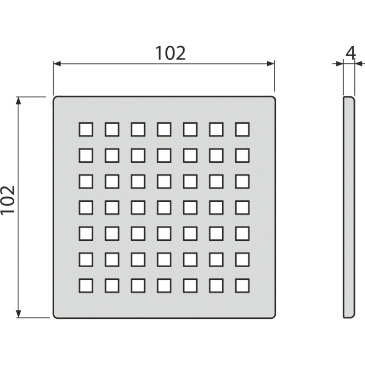 KRATKA ŚCIEKOWA 102×102 MM STAL NIERDZEWNA