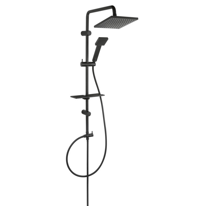 SQUERTO LUX BLACK ZESTAW NATRYSKOWY Z DESZCZOWNIĄ, CZARNY