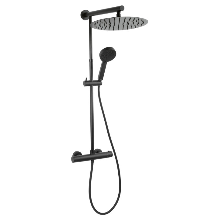 TREVI BLACK ZESTAW NATRYSKOWY Z BATERIĄ TERMOSTATYCZNĄ TRV7U-BL, CZARNY