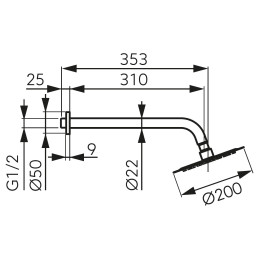 ZESTAW NATRYSKOWY Z DESZCZOWNIĄ 200MM SLIM, CZARNY