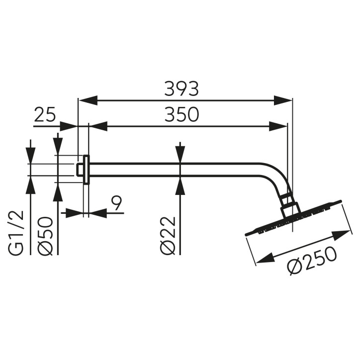 ZESTAW NATRYSKOWY Z DESZCZOWNIĄ 250MM SLIM, CZARNY
