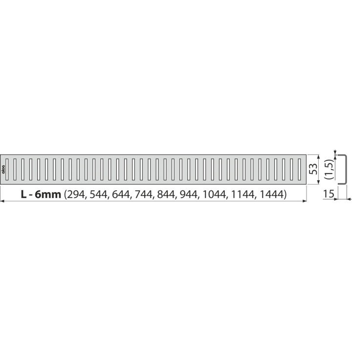 RUSZT ODWODNIENIA LINIOWEGO STAL NIERDZEWNA POŁYSK DŁUGOŚĆ 14,44 CM K3 300KG