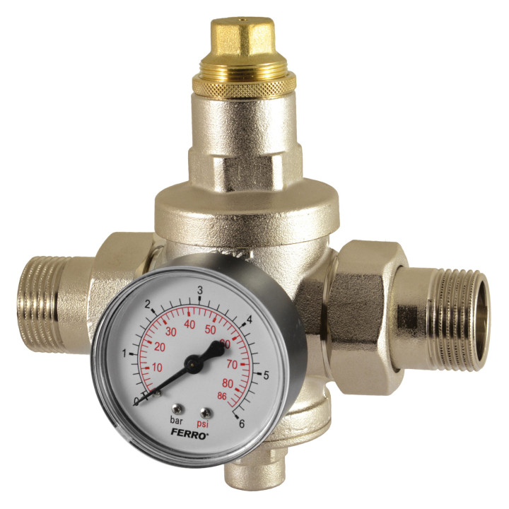 REDUKTOR CIŚNIENIA 1-2" PN25 0,5-6 BAR Z MANOMETREM