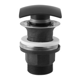 ZAWÓR SPUSTOWY Z PRZELEWEM, CLICK-CLACK, 5/4",PP, KOREK MOSIĘŻNY KWADRATOWY, CZARNY