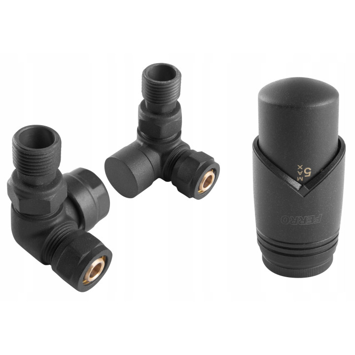 DEKORACYJNY ZESTAW TERMOSTATYCZNY OSIOWY 1-2", ANTRACYTOWY