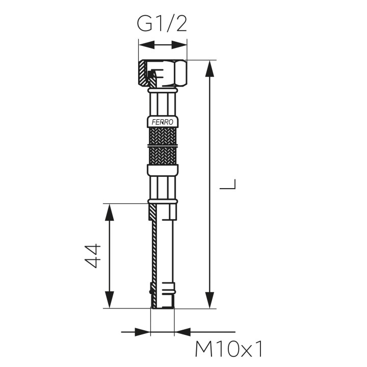 WĄŻ PRZYłĄCZENIOWY DO BATERII L-100 CM M10 X 1-2 DłUGI