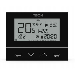 PRZEWODOWY REGULATOR POKOJOWY DWUSTANOWY(PANEL PRZEDNI ZE SZKłA) ST-293 V3 CZARNY