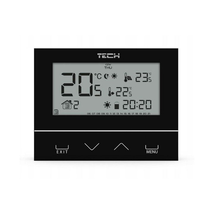 PRZEWODOWY REGULATOR POKOJOWY DWUSTANOWY(PANEL PRZEDNI ZE SZKłA) ST-293 V3 CZARNY