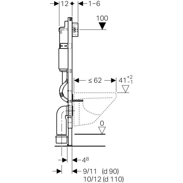 STELAŻ DO WC GEBERIT DUOFIX BASIC DELTA H112 + WSPORNIK