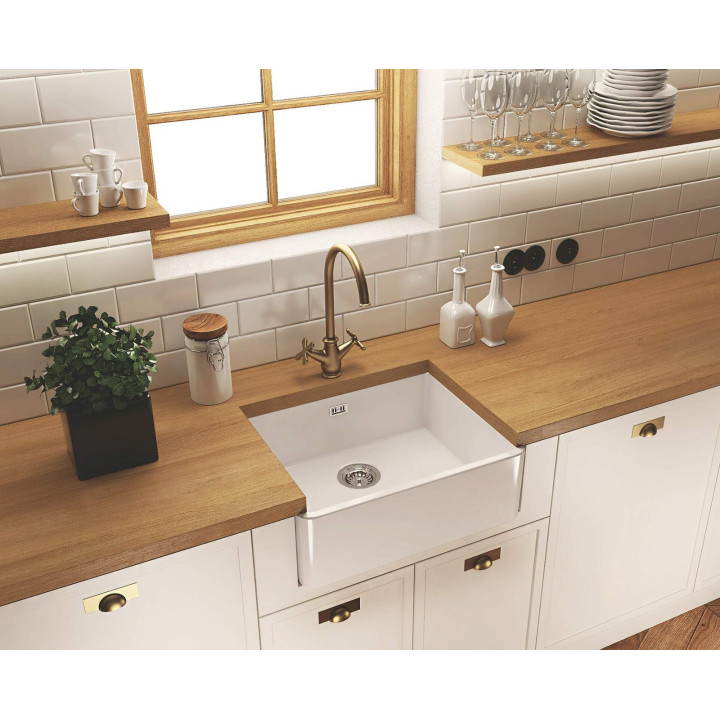 ZLEWOZMYWAK CERAMICZNY 1-KOMOROWY FARMHOUSE BIAłY STAL ZCB 610K