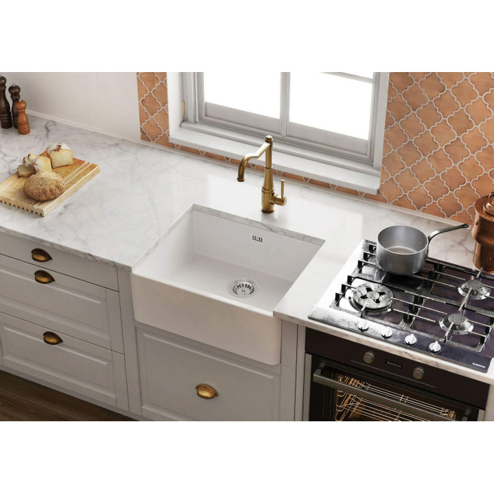 ZLEWOZMYWAK CERAMICZNY 1-KOMOROWY FARMHOUSE BIAłY STAL ZCB 610K