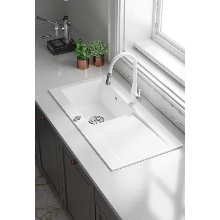 ZLEWOZMYWAK CERAMICZNY 1-KOMOROWY Z OCIEKACZEM CAPPUCCINO STAL ZCB C113