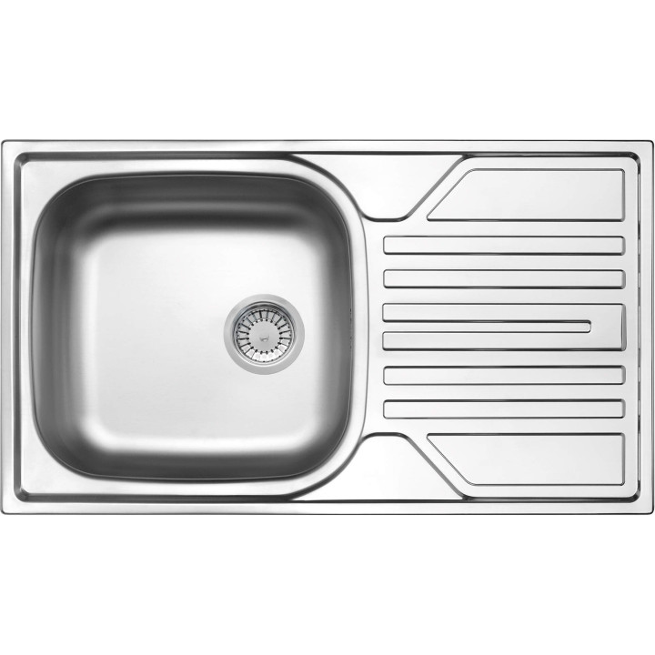 ZLEWOZMYWAK STALOWY 1-KOMOROWY Z OCIEKACZEM - ODPłYW 3.5" SATYNA STAL ZEL 0113