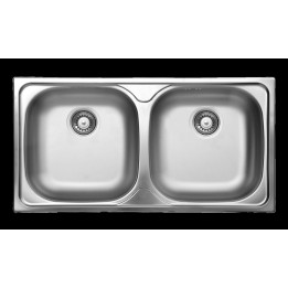 ZLEWOZMYWAK STALOWY 2-KOMOROWY DEKOR STAL ZEX 3203
