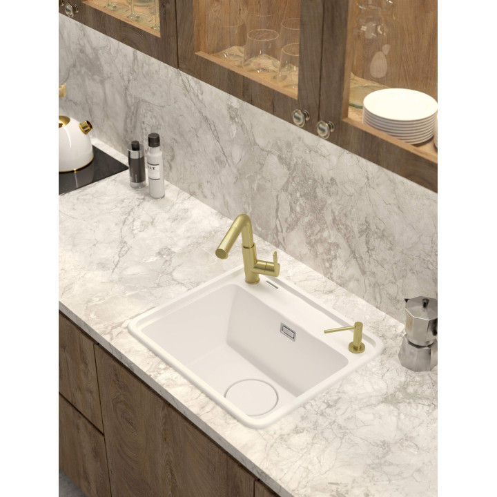 ZLEWOZMYWAK GRANITOWY 1-KOMOROWY ALABASTER STAL ZKM A103