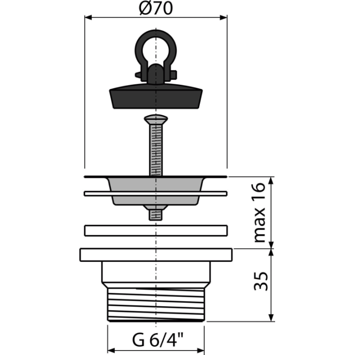SPUST ZLEWOZMYWAKA 6/4", SITKO NIERDZEWNE DN70
