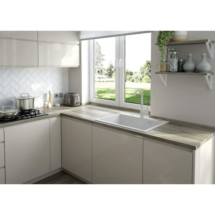 ZLEWOZMYWAK GRANITOWY 1-KOMOROWY ALABASTER STAL ZQE A103