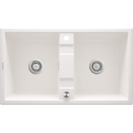ZLEWOZMYWAK GRANITOWY 2-KOMOROWY ALABASTER STAL ZQE A203