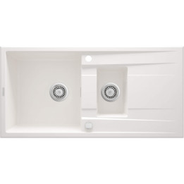 ZLEWOZMYWAK GRANITOWY 1.5-KOMOROWY Z OCIEKACZEM ALABASTER STAL ZQE A513