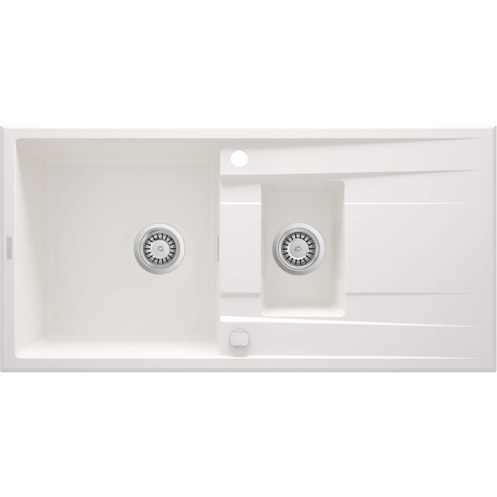 ZLEWOZMYWAK GRANITOWY 1.5-KOMOROWY Z OCIEKACZEM ALABASTER STAL ZQE A513