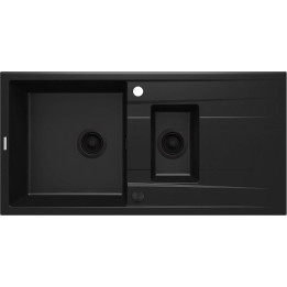 ZLEWOZMYWAK GRANITOWY 1.5-KOMOROWY Z OCIEKACZEM NERO NERO ZQE N513