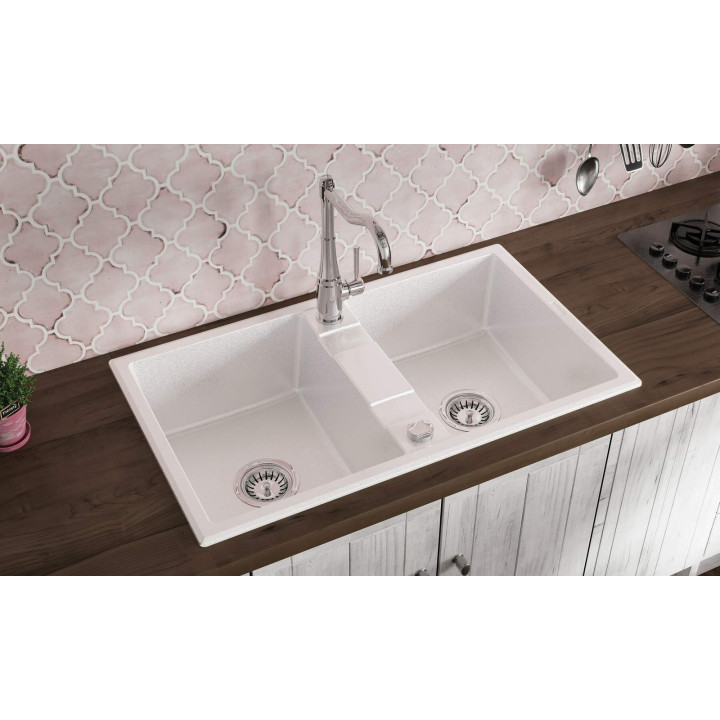 ZLEWOZMYWAK GRANITOWY 2-KOMOROWY SZARY METALIK STAL ZQE S203