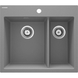 ZLEWOZMYWAK GRANITOWY 1.5-KOMOROWY SZARY METALIK STAL ZQE S503