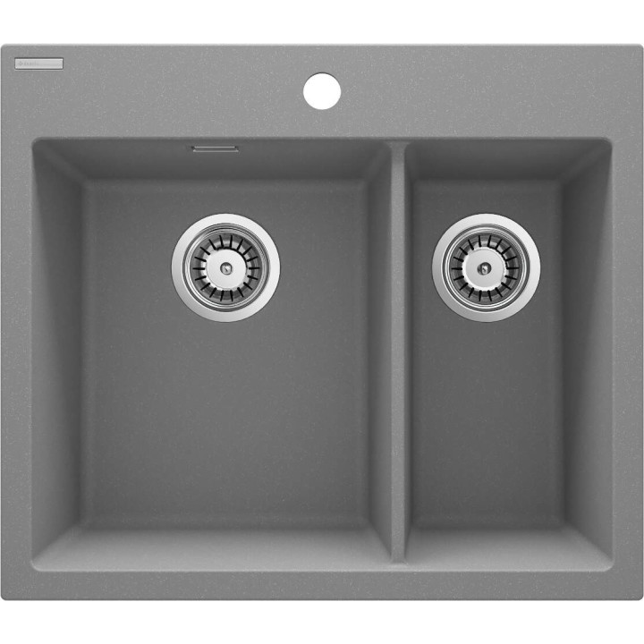 ZLEWOZMYWAK GRANITOWY 1.5-KOMOROWY SZARY METALIK STAL ZQE S503